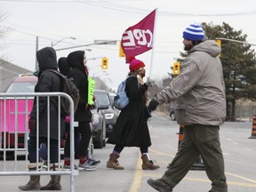 Striking faculty and other contract workers are pictured at York University. (JACK BOLAND, Toronto Sun)