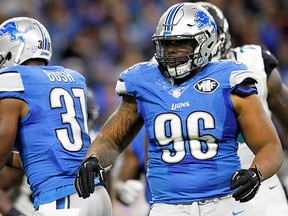 Detroit Lions defensive tackle Stefan Charles (96) is shown during the second half of an NFL football game against the Jacksonville Jaguars in Detroit, Michigan USA, on Sunday, November 20,  2016. (Jorge Lemus/NurPhoto via Getty Images)