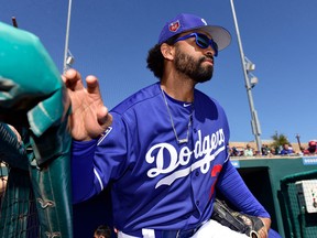 Matt Kemp of the Los Angeles Dodgers prepares to take the field for the spring training game against the Cleveland Indians earlier this month.  (Photo by Jennifer Stewart/Getty Images)
