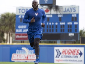 Toronto Blue Jays outfielder Anthony Alford runs during spring training in Dunedin, Fla., on Tuesday, February 13, 2018. (THE CANADIAN PRESS/Frank Gunn)