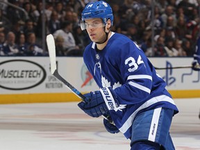 Auston Matthews skates against the Ottawa Senators at the Air Canada Centre on Feb. 10, 2018