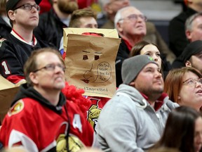 One young fan prefers to be unknown as the Ottawa Senators take on the Edmonton Oilers in NHL action at the Canadian Tire Centre in Ottawa. (Wayne Cuddington/ Postmedia)