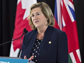 Then-Ontario Minister of Health and Long-Term Care Dr. Helena Jaczek speaks in Brantford March 2, 2018. (Brian Thompson/Postmedia Network)