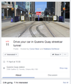 Screenshot of the “Drive your car in Queens Quay streetcar tunnel” event.