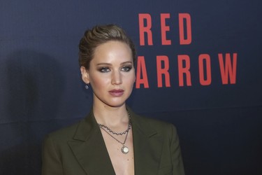 Actress Jennifer Lawrence attends the premiere of "Red Sparrow" at the Newseum on Thursday, Feb. 15, 2018, in Washington. (Photo by Brent N. Clarke/Invision/AP)