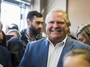 Ontario PC leader Doug Ford during the official opening of the campaign office for Ajax Ontario PC candidate Rod Phillips in Ajax, Ont. on Saturday March 24, 2018.