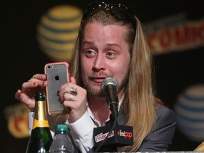 Macaulay Culkin spakes at the Adult Swim Panel: Robot Chicken. Adult Swim at New York Comic Con 2015 at the Jacob Javitz Center on October 9, 2015 in New York, United States. 25749_002 418.JPG (Photo by Cindy Ord/Getty Images For Turner)