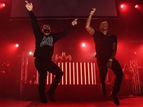 Drake and Future perform on stage at Gucci and Friends Homecoming Concert at Fox Theatre on July 22, 2016 in Atlanta, Georgia.