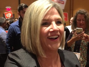 Ontario NDP Leader Andrea Horwath made a major announcement as she spoke to her party faithful at a Marriott Hotel in downtown Toronto on Saturday, March 17, 2018.