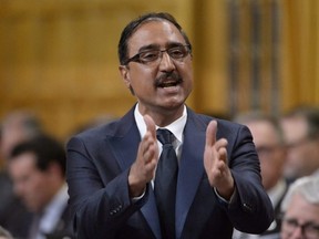 Minister of Infrastructure and Communities Amarjeet Sohi responds to a question during question period in the House of Commons on Parliament Hill in Ottawa on June 5, 2017.  THE CANADIAN PRESS/Adrian Wyld