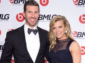 J.P. Arencibia and Kimberly Perry of The Band Perry attend the Big Machine Label Group Celebrates The 48th Annual CMA Awards in Nashville on November 5, 2014 in Nashville, Tennessee. (Photo by Michael Loccisano/Getty Images for Big Machine Label Group)