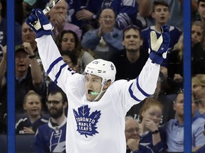 Toronto Maple Leafs forward James van Riemsdyk celebrates after scoring a goal. 
(CHRIS O'MEARA/AP files)