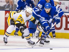 Toronto Maple Leafs forward William Nylander during an NHL game against the Pittsburgh Penguins at the Air Canada Centre in Toronto on March 10, 2018