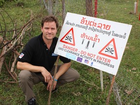 Anthony Lemke at a de-mining operation, where a team of 12 deminers will work for over 18 months and destroy about 60-70 unexploded ordinance – out of 80 million scattered throughout much of south eastern Laos.