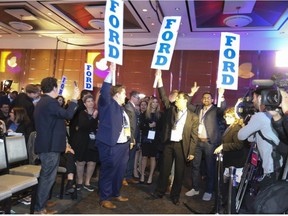 Doug Ford supporters at the Ontario PC leadership convention on Saturday March 10, 2018.