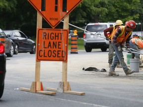 Road construction in the downtown core of Toronto. (Stan Behal/Toronto Sun files)