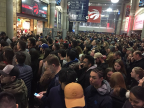 Toronto Raptors fans had to deal with crowding as they entered the ACC Friday night after a suspicious package was found outside and had to be detonated by bomb technicians.