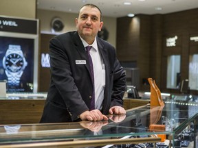 Ruben Minassian, of Mariani Jewellers & Watch Boutique, was working at the store during an reported armed robbery during the previous evening at Oakville Place Mall in Oakville, Ont. on Thursday March 8, 2018.