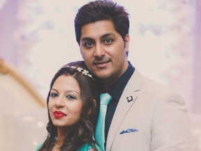 Innocent victim Ruma Amar, 29, seen here with her husband Amandeep Luthra at their wedding reception a year ago, was gunned down in a shooting that also killed intended target Thanh Tien Ngo, 32, at Playtime Bowl  on Samor Rd.,  Dufferin St. and Lawrence Ave. W., on March 18, 2018.