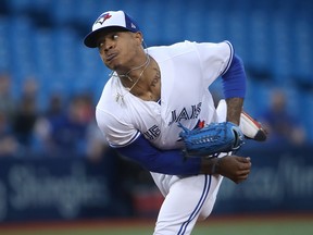 Marcus Stroman of the Toronto Blue Jays delivers a pitch against the Baltimore Orioles at Rogers Centre on September 13, 2017 in Toronto. (Tom Szczerbowski/Getty Images)