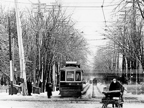 Looking north across Bloor St. from Queen’s Park Cres. in 1902. The streetcars in the background are on Avenue Rd. and operating on the Avenue Rd. route. When this photo was taken this route had its east and north terminals at Bloor and Church Sts. and Avenue Rd. and the CPR crossing north of Dupont St. respectively. Visit torontosun.com/news/local-news/the-way-we-were for more photos and text. (Mike Filey Collection)
