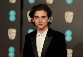 Timothee Chalamet poses on the red carpet upon arrival at the BAFTA British Academy Film Awards at the Royal Albert Hall in London on February 18, 2018. (DANIEL LEAL-OLIVAS/AFP)