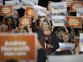 Ontario NDP leader Andrea Horwath launches her campaign to become Ontario's next Premier and committed to defeat Premier Kathleen Wynne and new Ontario PC leader Doug Ford at the Marriott Hotel  in downtown Toronto, Ont. on Saturday March 17, 2018. Stan Behal/Toronto Sun/Postmedia Network