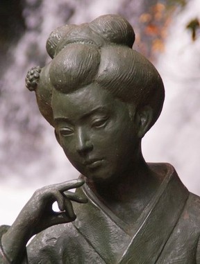 The Little Izu Dancer, subject of a story by Kawabata Yasunari known to all Japanese, is immortalised in bronze by the Seven Waterfalls of Kawazu on Japan’s Izu Peninsula. PETER NEVILLE-HADLEY/HORIZON WRITERS’ GROUP