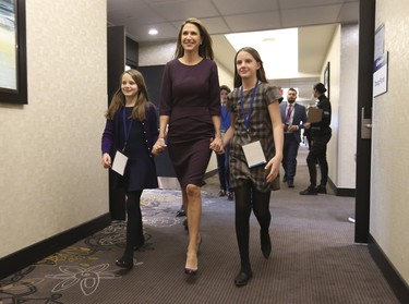PC candidate Caroline Mulroney and her two daughter at the Ontario PC leadership convention on Saturday March 10, 2018. Jack Boland/Toronto Sun/Postmedia Network