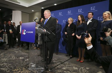 Doug Ford is elected as the new leader of the PC Party of Ontario at the Ontario PC leadership convention on Sunday March 11, 2018. Jack Boland/Toronto Sun/Postmedia Network
