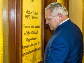 Doug Ford, leader of the PC Party of Ontario, drops by the PC Party offices in Queen's Park in Toronto, Ont. on Monday March 12, 2018. Ernest Doroszuk/Toronto Sun