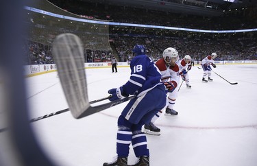 Toronto Maple Leafs Andreas Johnsson C (18)] during the first period in Toronto on Saturday March 17, 2018. Jack Boland/Toronto Sun/Postmedia Network