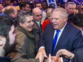 Ontario PC Leader Doug Ford works the crowd at the PC unity rally at the Toronto Congress Centre in Toronto on March 19, 2018. (Ernest Doroszuk/Toronto Sun/Postmedia Network)