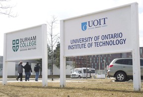 File photo of students walking outside the University of Ontario Institute of Technology and Durham campuses in Oshawa, Ont.