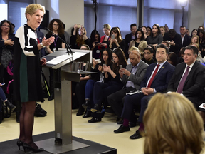 Ontario Premier Kathleen Wynne speaks during a CAMH mental health funding announcement in Toronto on Wednesday March 21, 2018.