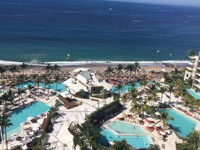 The fabulous view of the Now Amber and Secrets resorts just outside of Puerto Vallarta, Mexico.