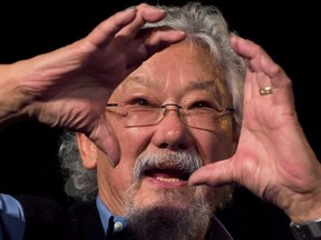 David Suzuki gestures as he speaks at the Clean Energy B.C. annual conference in Vancouver, B.C., on Monday October 29, 2012.