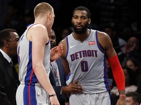 Detroit Pistons center Andre Drummond (right) is among the best rebounders in the league. (AP PHOTO)