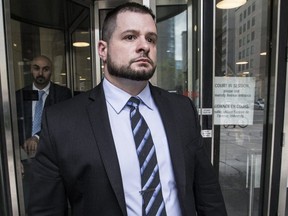 Const. James Forcillo leaves court at 361 University Ave. after a sentencing hearing on  May 18, 2016. (CRAIG ROBERTSON, Toronto Sun)