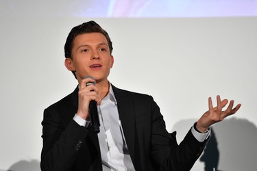 TOKYO, JAPAN - APRIL 16:  Actor Tom Holland attends the fan event for 'Avengers Infinity War' Tokyo premiere at the TOHO Cinemas Hibiya on April 16, 2018 in Tokyo, Japan.  (Photo by Koki Nagahama/Getty Images for Disney)