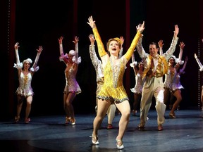 Dancers perform during a gala performance of 42nd Street at London's Theatre Royal Drury Lane.