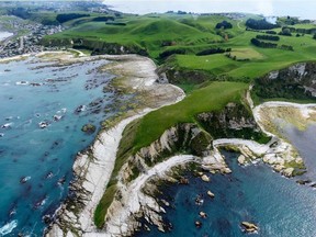 The tip of New Zealand's Kaikoura Peninsula now has an extra kilometre of rocky seashore. PHOTO COURTESY WINGS OVER WHALES