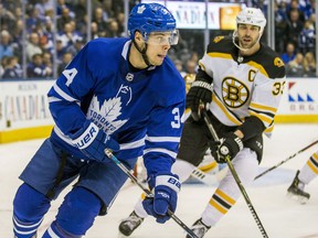 Toronto Maple Leafs forward Auston Matthews during Game 4 against the Boston Bruins at the Air Canada Centre on April 19, 2018