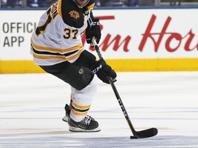 The Bruins' Patrice Bergeron has been nominated for a Selke Trophy. (Getty Images)