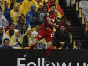 Toronto FC's Jonathan Osorio scores during first half action in Mexico City. (Sun Wires)
