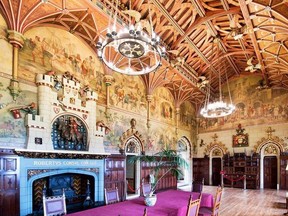 The stunning Banqueting Hall inside Cardiff Castle is a Victorian fantasy of what a medieval dining hall might look like.