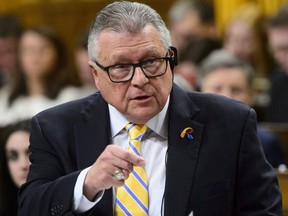 Public Safety and Emergency Preparedness Minister Ralph Goodale stands during question period in the House of Commons on Parliament Hill in Ottawa on Wednesday, March 21, 2018. (THE CANADIAN PRESS/Sean Kilpatrick)