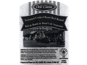 Erie Meat Products Ltd. is recalling Deli Classic brand Seasoned Cooked Roast Beef Round. (CFIA)