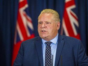 Ontario PC Leader Doug Ford addresses media at the Hilton Toronto in Toronto, Ont. on Thursday, April 26, 2018. Ernest Doroszuk/Toronto Sun
