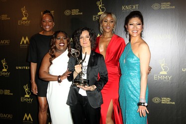 Aisha Tyler, Sheryl Underwood, Sara Gilbert, Eve, and Julie Chen at the 45th Annual Daytime Emmy Awards 2018 in Los Angeles, California. Photo: WENN.com